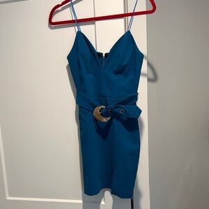 Amanda Uprichard Teal Mini Dress with Belt
